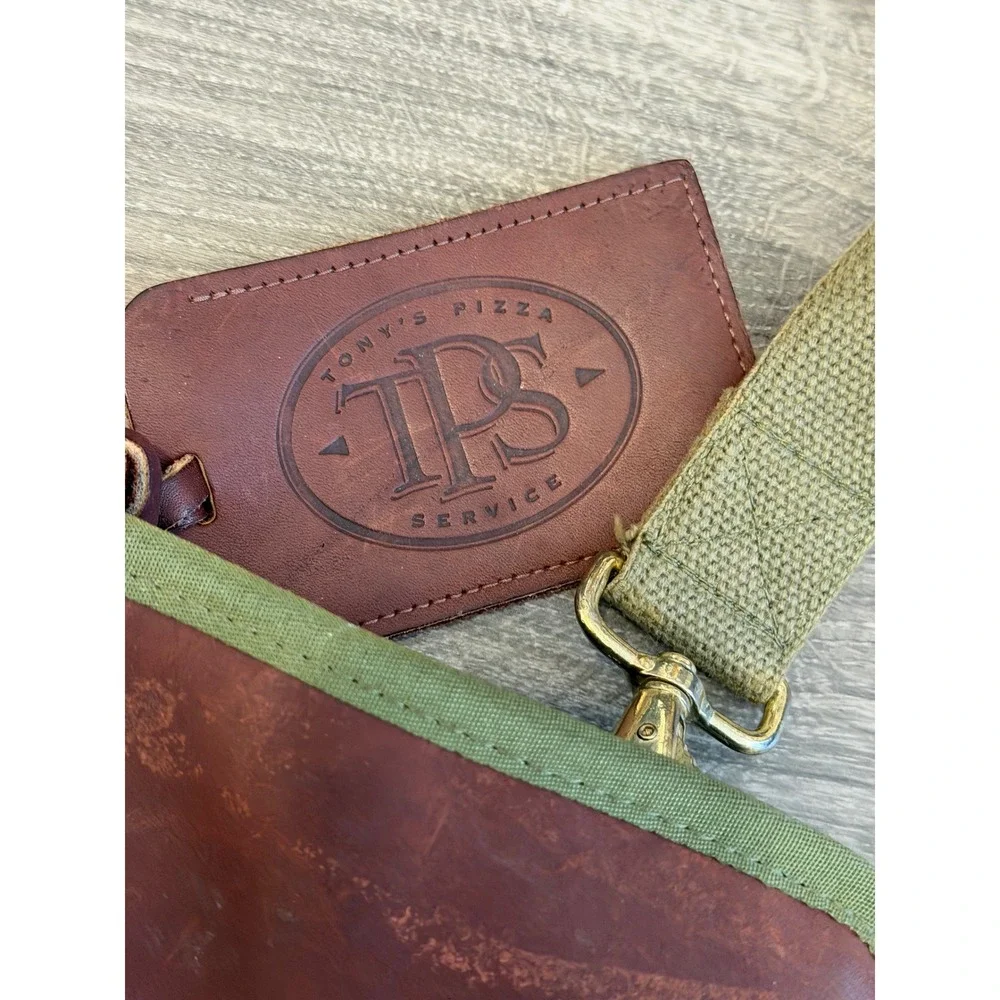 Vintage Tony's Pizza Service Canvas Leather‎ Garment Bag Uniform Carrier